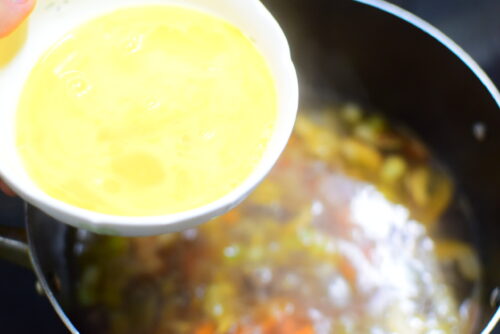 魚肉ソーセージのピリ辛しょうゆ野菜スープの写真