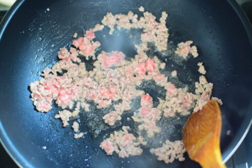 ひき肉と千切りキャベツの一味唐辛子みそ炒の写真めのレシピの写真