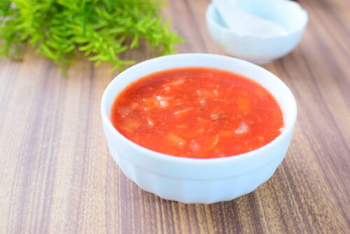 【トマトジュース使用】ひき肉野菜スープのレシピの写真