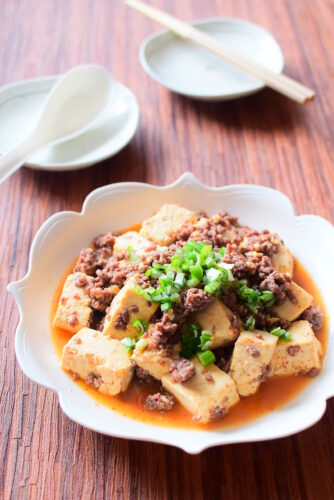 木綿豆腐と豚ひき肉のめんつゆ一味唐辛子炒めのレシピの写真