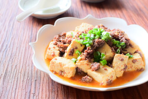 木綿豆腐と豚ひき肉のめんつゆ一味唐辛子炒めのレシピの写真